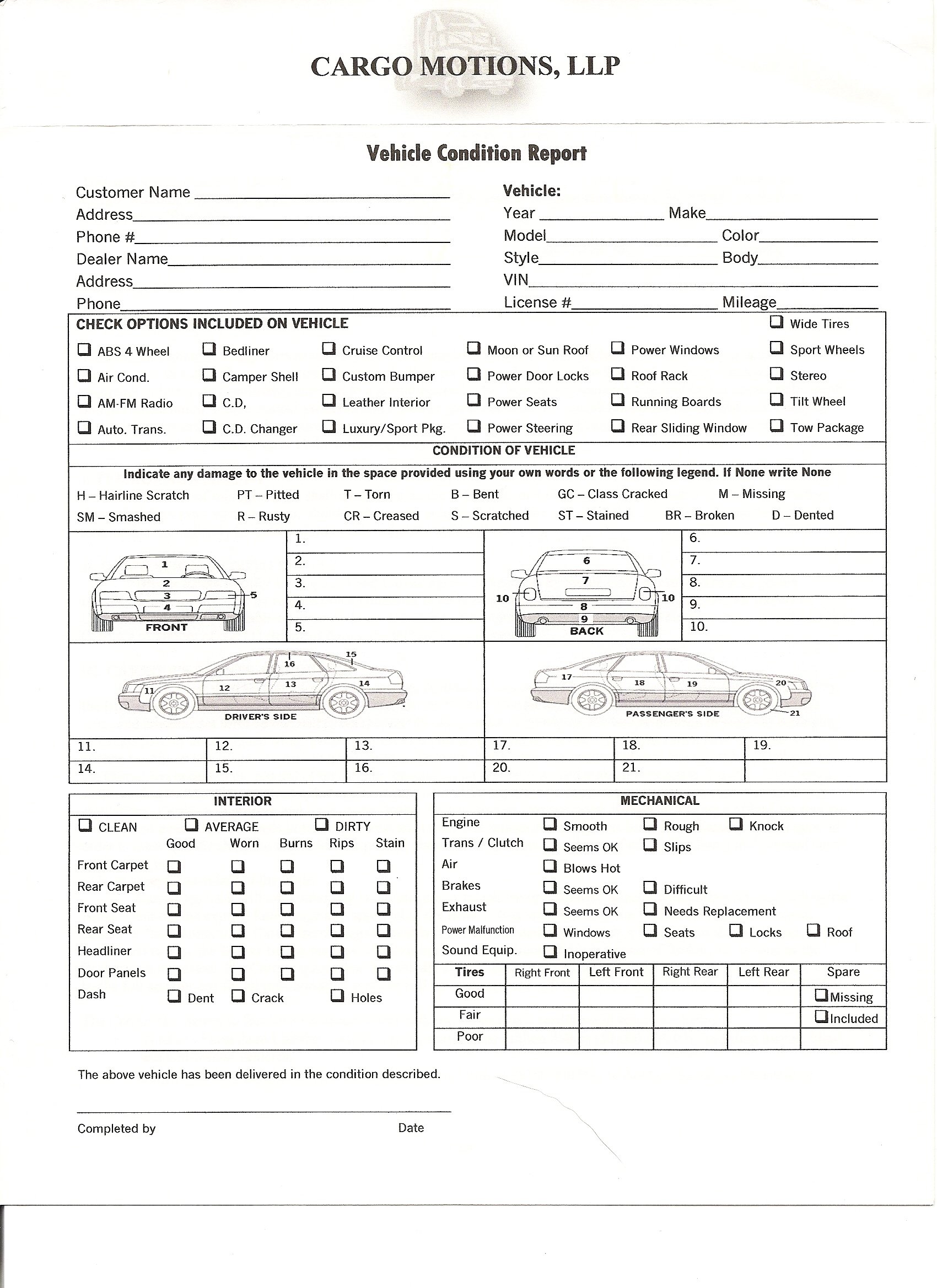 Vehicle Condition Report